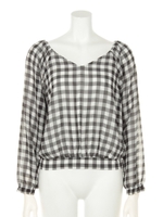 ギンガムブラウス/ブラック