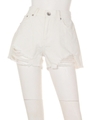 クラッシュデニムショートパンツ/ホワイト