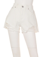 クラッシュデニムショートパンツ/ホワイト