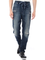 【AZUL by moussy】ドビーデニムクラッシュスキニーパンツ濃色/Stone Wash