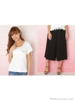 【rienda】スプリングフェアセット(トップス×ガウチョ)/D-ORG/D-ORG