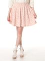 ウエストタックチェックフラワーレーススカート/Beige