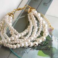 フェイクパール6連ブレスレット