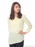 【OUTLET】ヴィンテージデシン刺繍ブラウス/イエロー