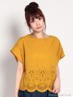 刺繍スクエアブラウス/Yellow