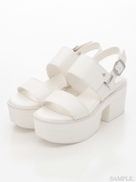 【R&E】厚底ワイドWストラップスポーツサンダル/ホワイト