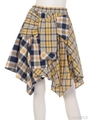 クレイジーチェックイレヘムスカート/イエロー