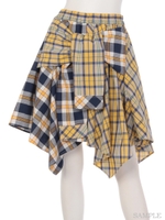 クレイジーチェックイレヘムスカート/イエロー