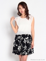 シフォンノースリ×花柄SKドッキングワンピース/コイアオ