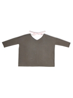 【大胆Vカット】バックリボンドルマンカットソー/ブラウン