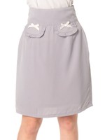 フリルリボン付きタイトスカート/アイボリー