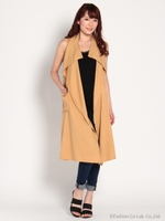 ラッフルロングジレベスト/キャメル