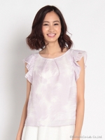 袖ラッフルブラウス/グレー系