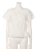 【Agneau7】花柄オーバーレースブラウス/ブラック