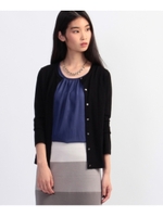 クルーニットカーディガン+シフォンブラウスSET/グレー(012)