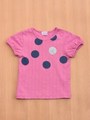 ドット柄プリント半袖Tシャツ/ピンク