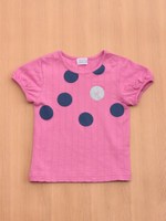 ドット柄プリント半袖Tシャツ/ピンク
