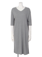 リブ編みカットソーＶネックOP/オフホワイト