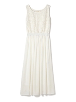 レースドッキングロングワンピース/ホワイト(030)