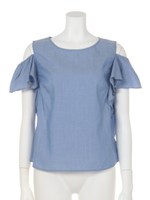 肩あき2WAYラッフルブラウス/ライトブルー