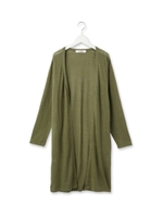 麻混スリットロングカーディガン/モスグリーン(024)