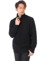 【AZUL by moussy】AC畦×ケーブルタートルネック長袖プルオーバー/BLK