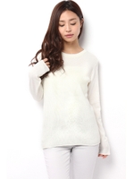 【AZUL by moussy】畦編みドロップショルダー長袖プルオーバー/NVY