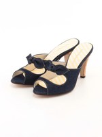 【vanitybeauty】プロペラリボンミュールサンダル/ネイビー
