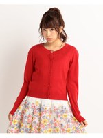 ビジューボタンカーディガン/レッド