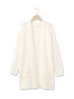 ミックス畦ロングニットカーディガン/アイボリー(004)