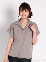 抜け襟オーバーシャツ/オフホワイト