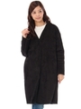 【AZUL ENCANTO】フェイクムートンノーカラ‐Vネックコート/BLK