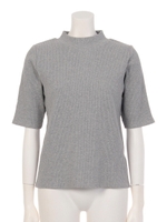 ハイネック5分袖テレコプルオーバー/グレー