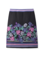 フラワーボーダー台形ミディスカート/ネイビー(193)