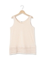 裾フリンジレースタンクトップ/ライトベージュ(051)