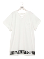 裾ロゴ後ろレースアップTシャツワンピ/ブラック
