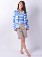 【FILA】杢ボーダーラッシュガード・ハーフパンツ付タンキニ水着4点セット/PK