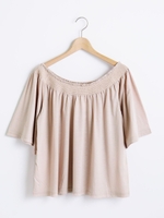 オフショルダースモッキングプルオーバー/オフ