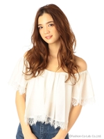 麻混オフショルダーブラウス/ベージュ