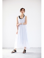 【AZUL by moussy】シャドーボーダースリットマキシワンピース/柄WHT