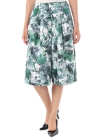 【AZUL by moussy】エアプランツ柄ガウチョパンツ/柄GRN