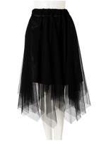 アシンメトリーチュールミディスカート/ホワイト