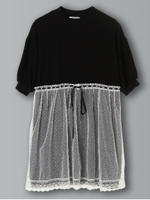 5S ドットチュールレイヤードワンピース/ブラック