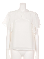 【Auntie Rosa】ジョーゼットフリルブラウス/WHT