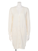 【LATINA】コットンVネックポケットロングカーディガン/BL