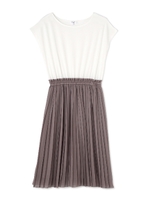 カットソー×布帛プリーツワンピース/グレー(021)