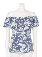 ボタニカル柄オフショルトップス/NVY