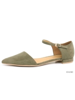 ポインテッドトゥセパレートフラットパンプス/BLACK