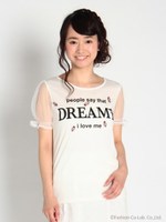 袖チュールロゴ×プチローズパフTe/ブルー