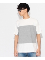 天竺パネル半袖バイカラープルオーバー/ネイビー(593)